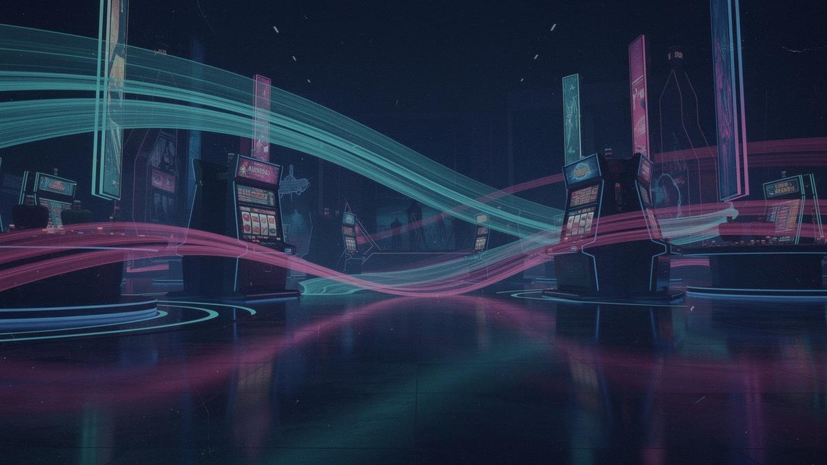 Neon casino-style abstract backdrop for the Nexaroznz games catalog